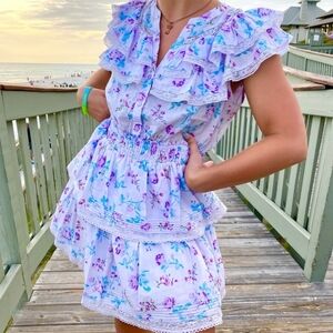 Blue and purple floral dress